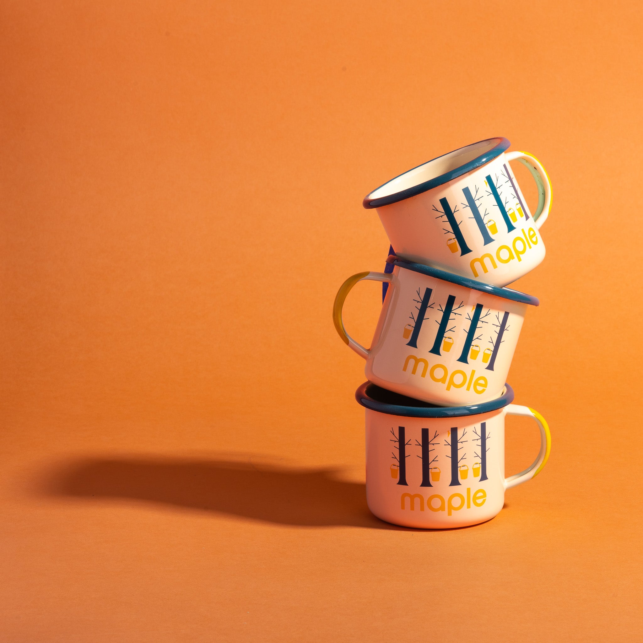 honey + maple enamel mugs